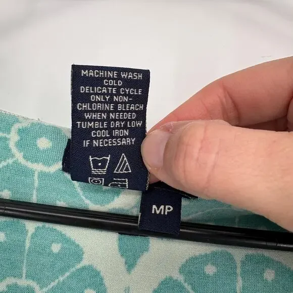 Vintage Max Studio Green Geo Print Babydoll V-Neck Top Size MP 90s y2k - Picture 6 of 8